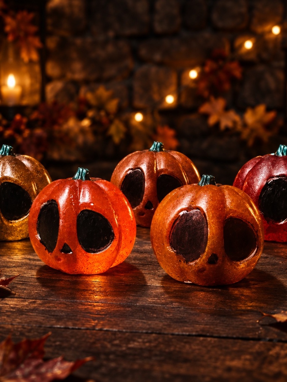 Festive Orange Halloween Pumpkin Candle Décor - Brand: